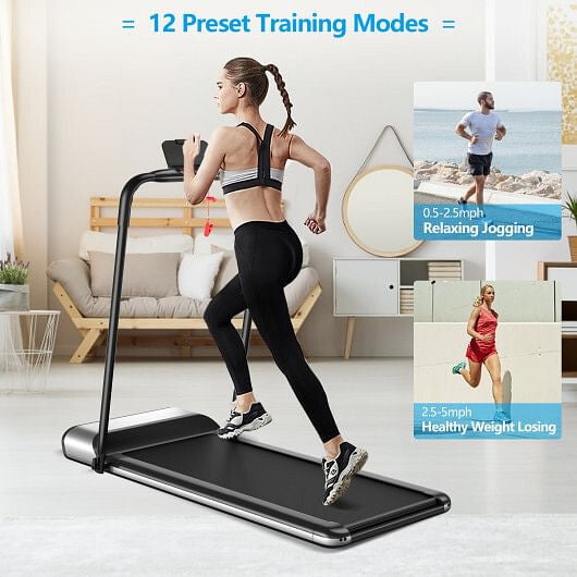 Ultra-thin Electric Folding Motorized Treadmill with LCD Monitor Low Noise-1