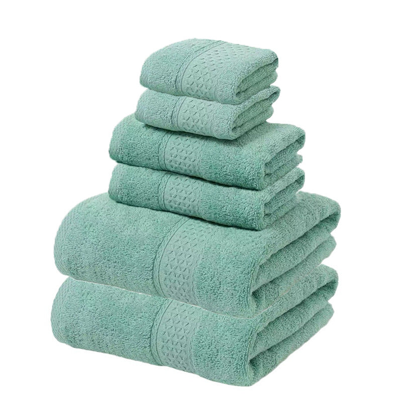 NNEDSZ Green Blue Luxury 6-Piece 100% Cotton Towel Set - 2 Bath Towels, 2 Hand Towels, 2 Face Towels-0