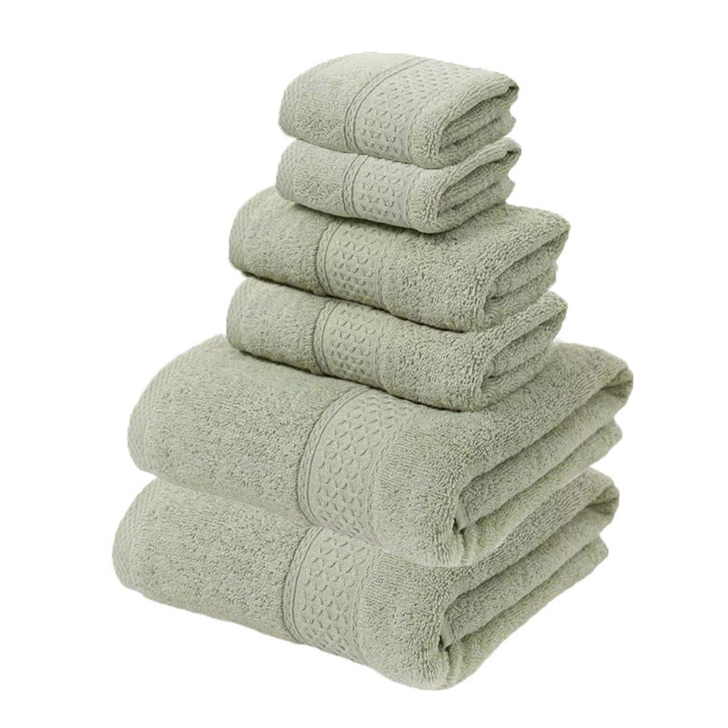NNEDSZ Grey Green Luxury 6-Piece 100% Cotton Towel Set - 2 Bath Towels, 2 Hand Towels, 2 Face Towels-0