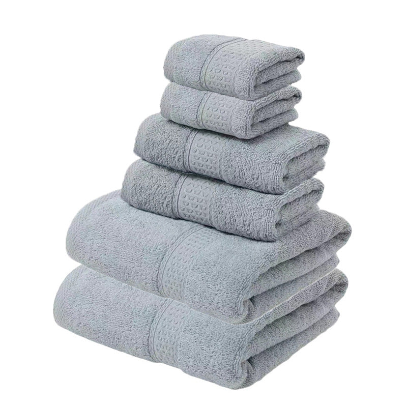 NNEDSZ Grey Luxury 6-Piece 100% Cotton Towel Set - 2 Bath Towels, 2 Hand Towels, 2 Face Towels-0